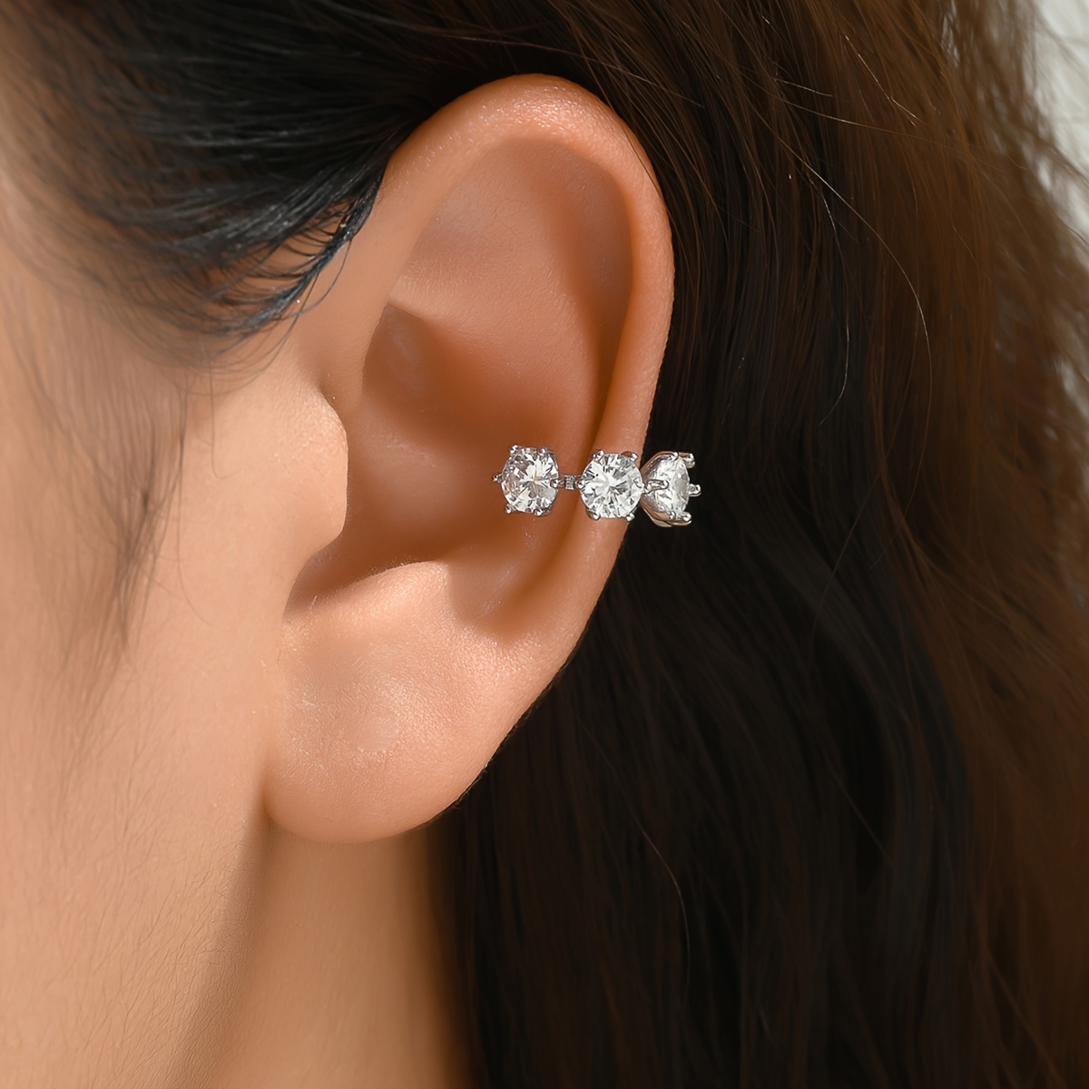 Women's Exquisite Inlaid Clip-On Ear Cuffs, No Piercing
